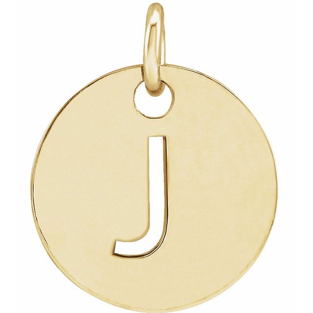 18K Yellow Gold-Plated Sterling Silver Initial J 10 mm Disc Pendant