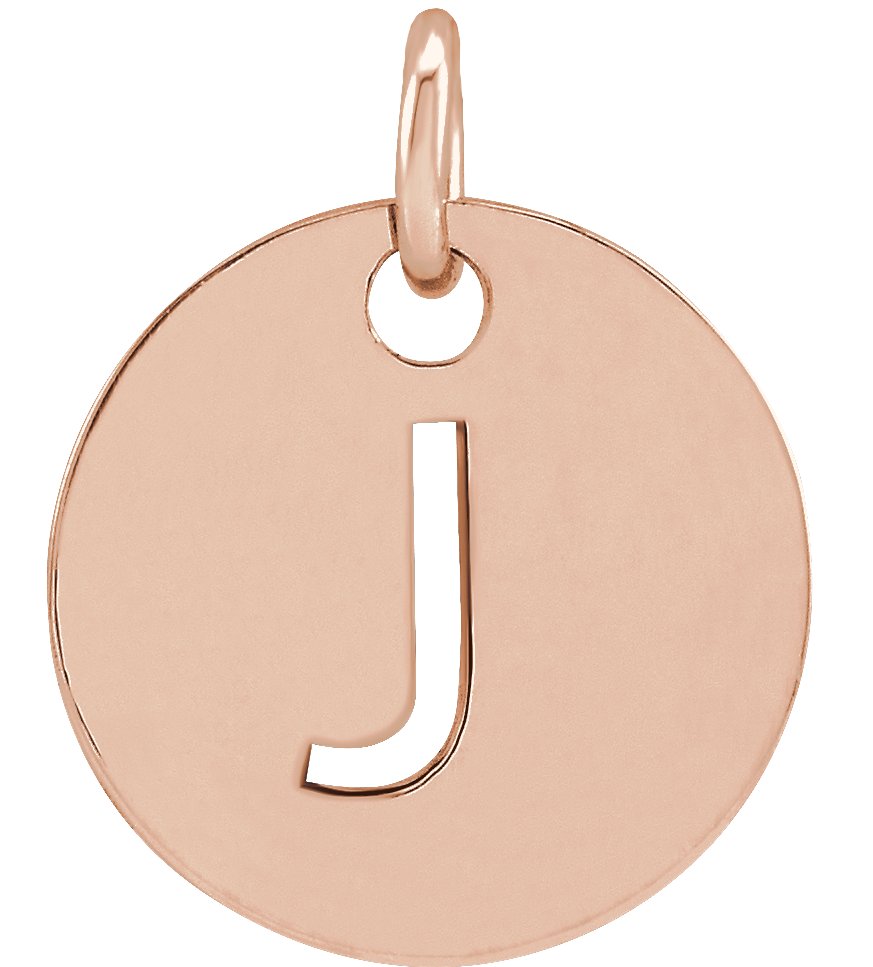 18K Rose Gold-Plated Sterling Silver Initial J 10 mm Disc Pendant