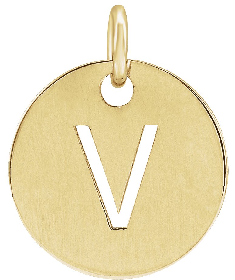 18K Yellow Gold-Plated Sterling Silver Initial V Pendant