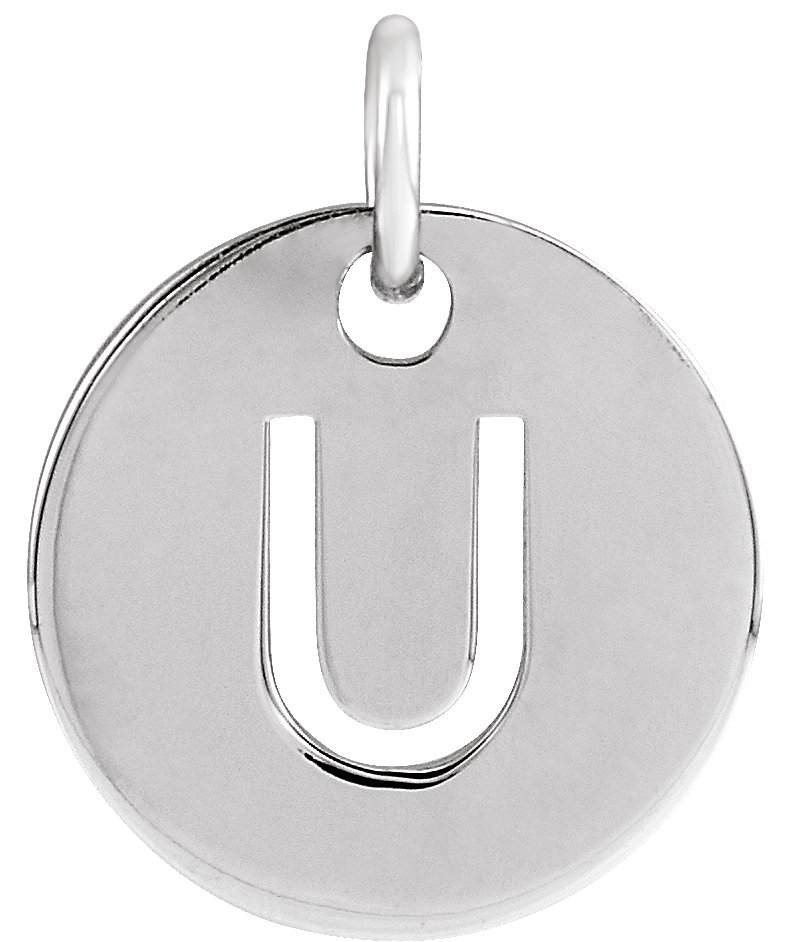 14K White Initial U 10 mm Disc Pendant Ref 16868420