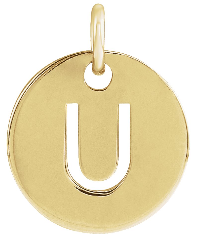 18K Yellow Gold-Plated Sterling Silver Initial U Pendant