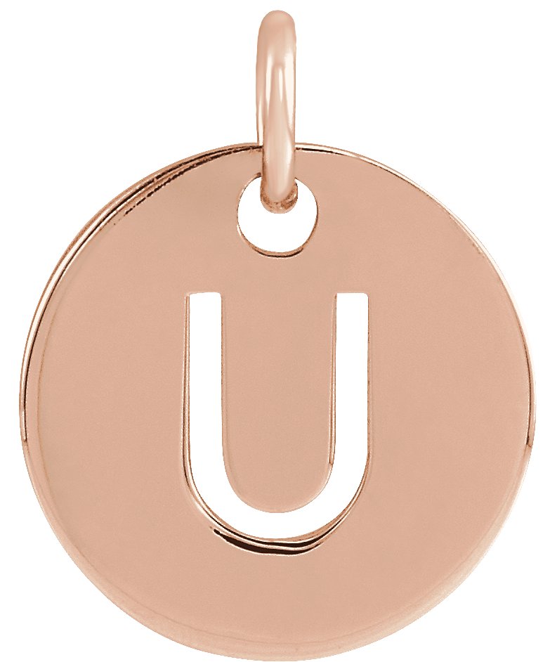 18K Rose Gold-Plated Sterling Silver Initial U Pendant