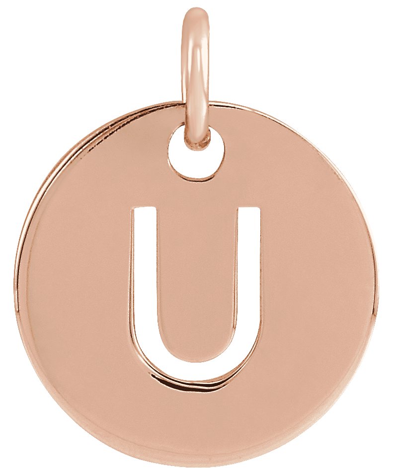 14K Rose Initial U 10 mm Disc Pendant Ref 16868446