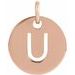 18K Rose Gold-Plated Sterling Silver Initial U 10 mm Disc Pendant