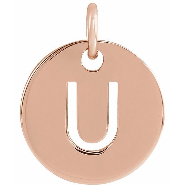 18K Rose Gold-Plated Sterling Silver Initial U Pendant