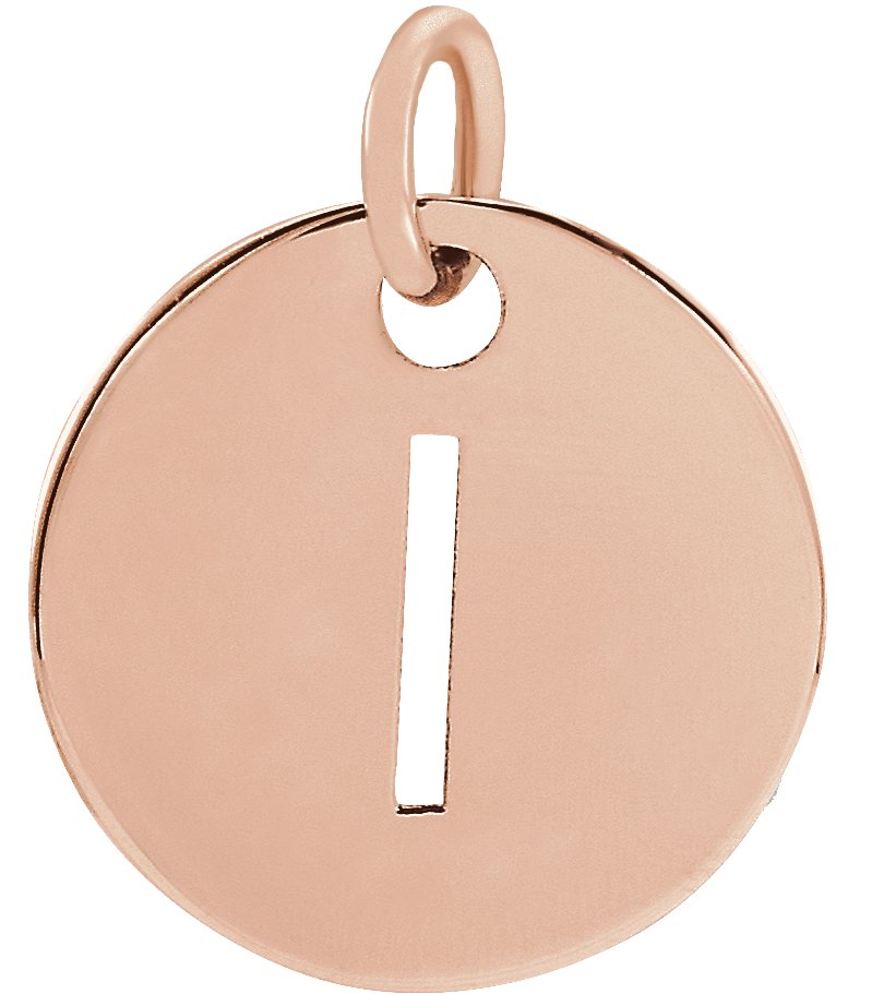 14K Rose Initial I 10 mm Disc Pendant Ref 16868434