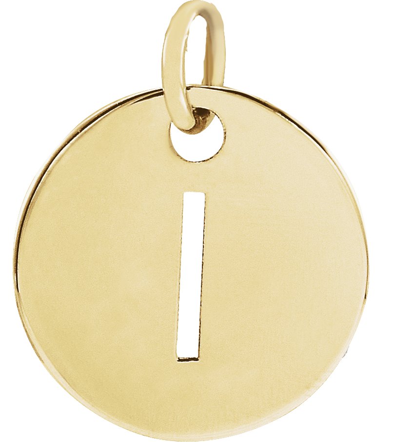 18K Yellow Gold Plated Sterling Silver Initial I 10 mm Disc Pendant Ref 17697295