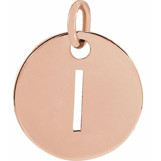 18K Rose Gold-Plated Sterling Silver Initial I 10 mm Disc Pendant