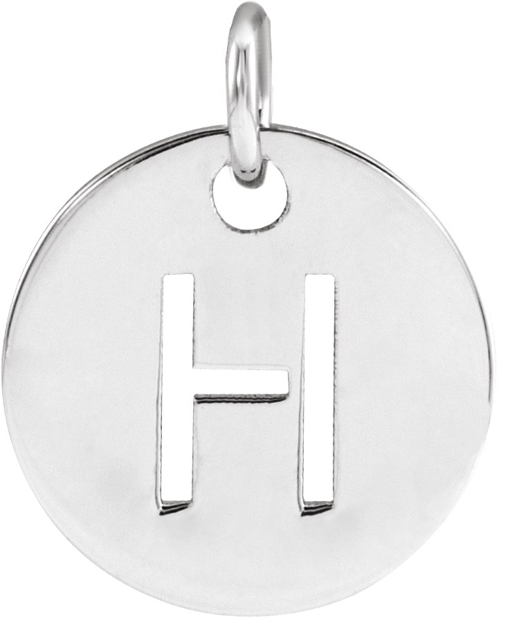 14K White Initial H Pendant