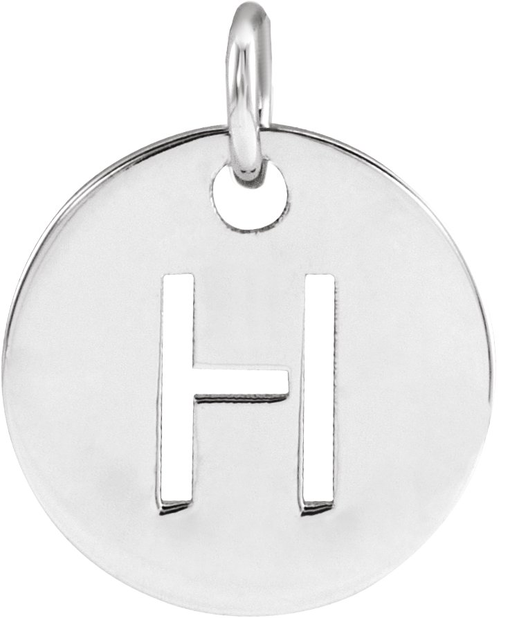 14K White Initial H 10 mm Disc Pendant Ref 16868407