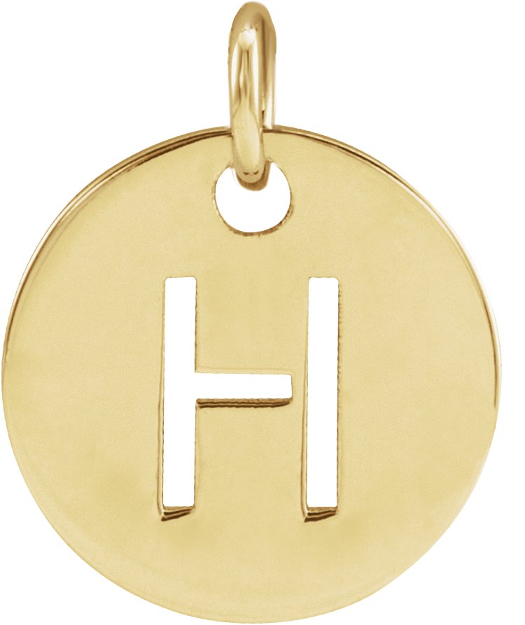 14K Yellow Initial H 10 mm Disc Pendant Ref 16868381