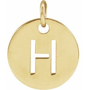 18K Yellow Gold-Plated Sterling Silver Initial H 10 mm Disc Pendant