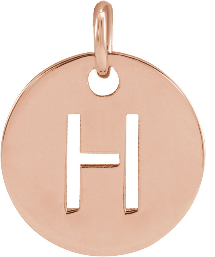 18K Rose Gold Plated Sterling Silver Initial H 10 mm Disc Pendant Ref 17697320