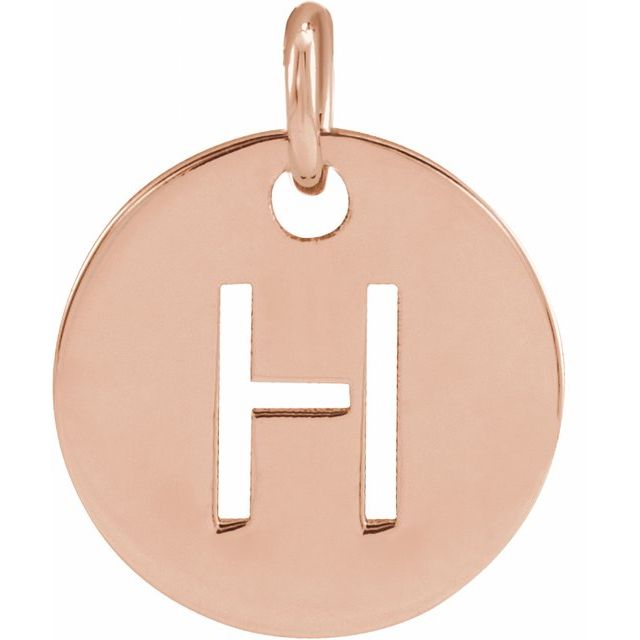 18K Rose Gold-Plated Sterling Silver Initial H 10 mm Disc Pendant