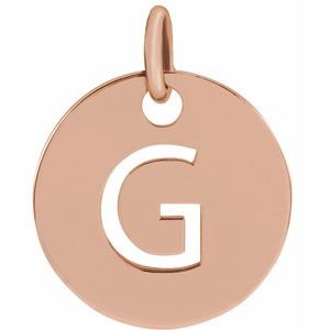 18K Rose Gold-Plated Sterling Silver Initial G 10 mm Disc Pendant