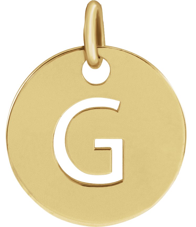 14K Yellow Initial G 10 mm Disc Pendant Ref 16868380