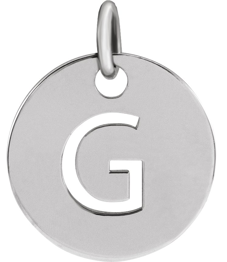 14K White Initial G 10 mm Disc Pendant Ref 16868406