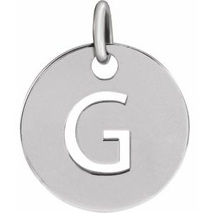 Sterling Silver Initial G 10 mm Disc Pendant