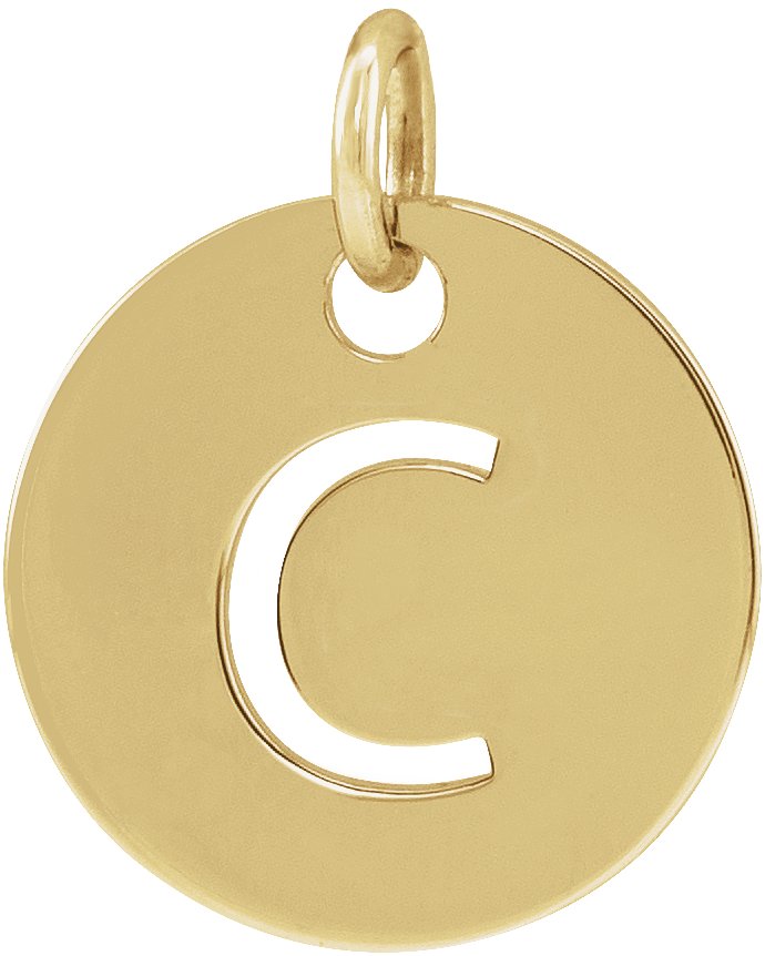 18K Yellow Gold Plated Sterling Silver Initial C 10 mm Disc Pendant Ref 17697289