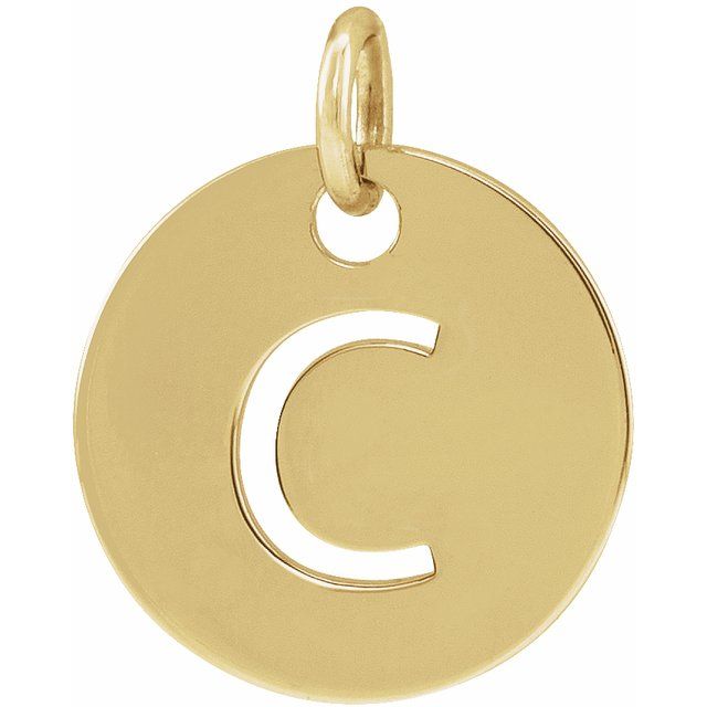 18K Yellow Gold-Plated Sterling Silver Initial C 10 mm Disc Pendant