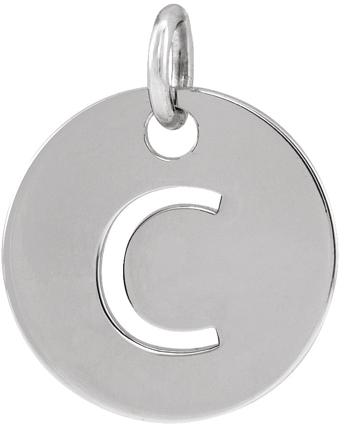 14K White Initial C 10 mm Disc Pendant Ref 16868402