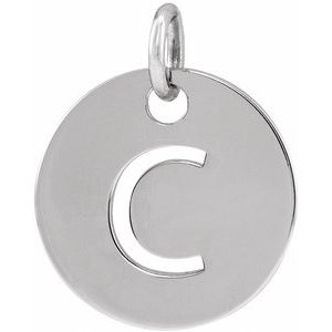 Sterling Silver Initial C 10 mm Disc Pendant