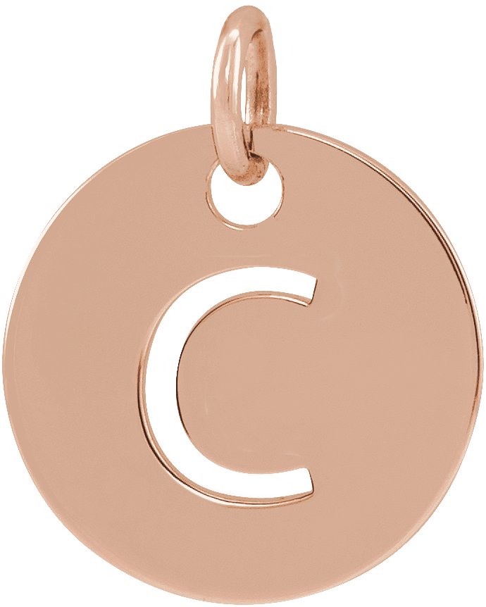 14K Rose Initial C Pendant