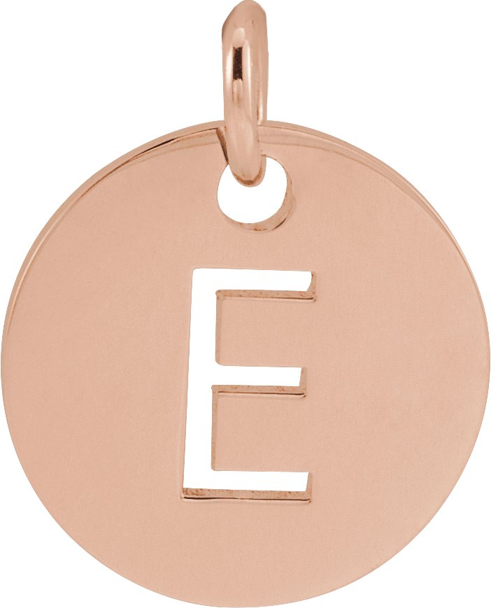 18K Rose Gold Plated Sterling Silver Initial E 10 mm Disc Pendant Ref 17697317