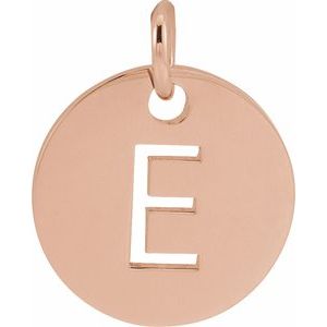 18K Rose Gold-Plated Sterling Silver Initial E 10 mm Disc Pendant