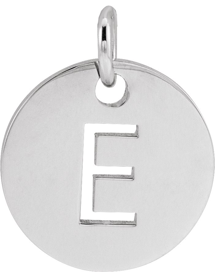 14K White Initial E 10 mm Disc Pendant Ref 16868404