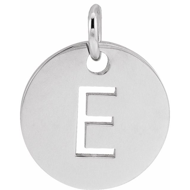 Sterling Silver Initial E 10 mm Disc Pendant