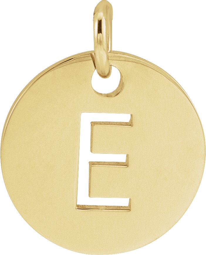 14K Yellow Initial E 10 mm Disc Pendant Ref 16868378