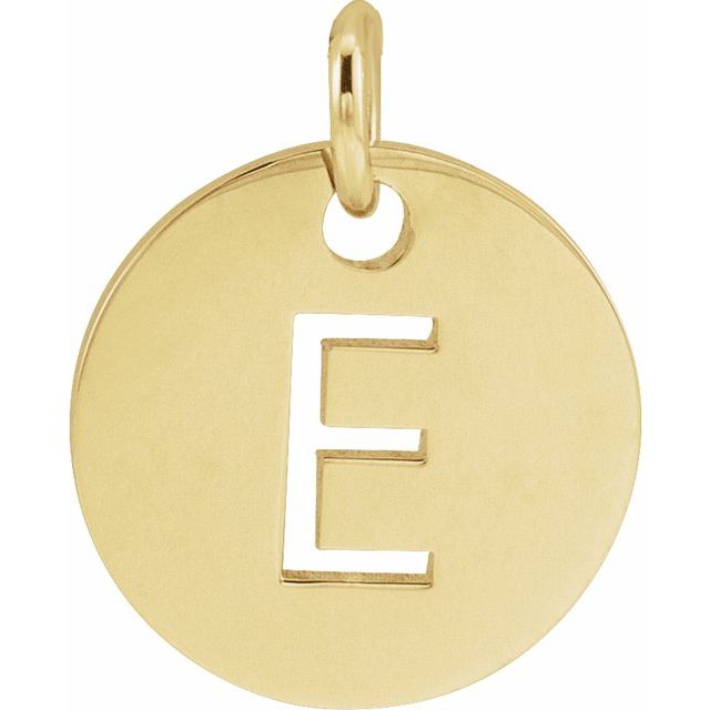 18K Yellow Gold-Plated Sterling Silver Initial E 10 mm Disc Pendant