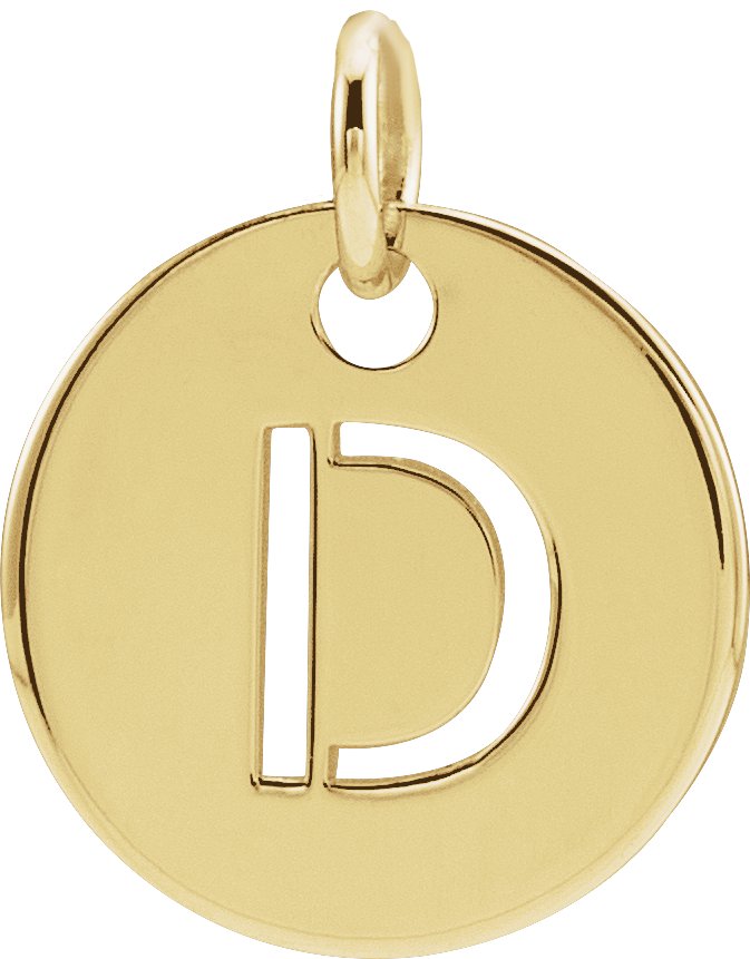 18K Yellow Gold-Plated Sterling Silver Initial D 10 mm Disc Pendant