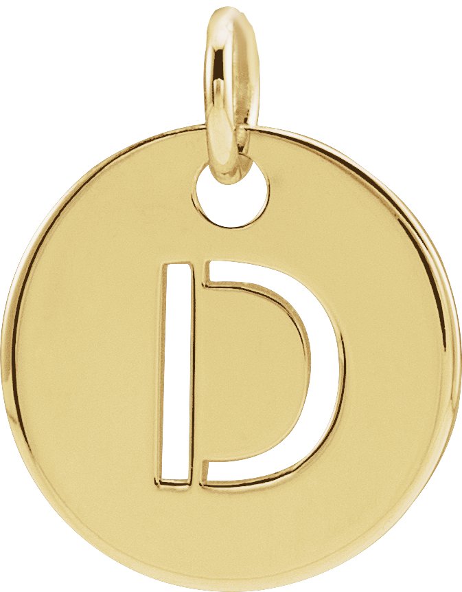 18K Yellow Gold Plated Sterling Silver Initial D 10 mm Disc Pendant Ref 17697290