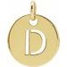 18K Yellow Gold-Plated Sterling Silver Initial D 10 mm Disc Pendant