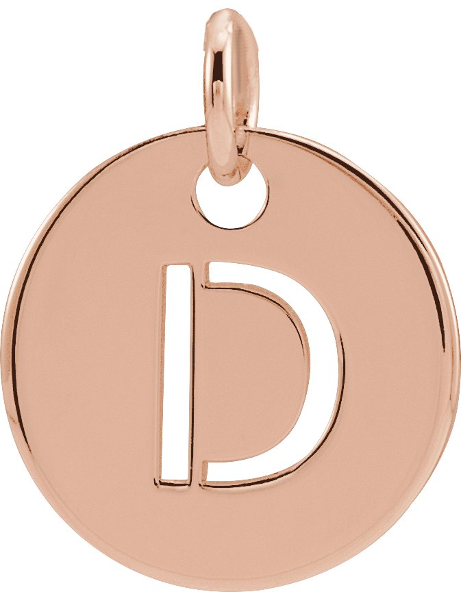 14K Rose Initial D 10 mm Disc Pendant Ref 16868429