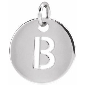 Sterling Silver Initial B 10 mm Disc Pendant