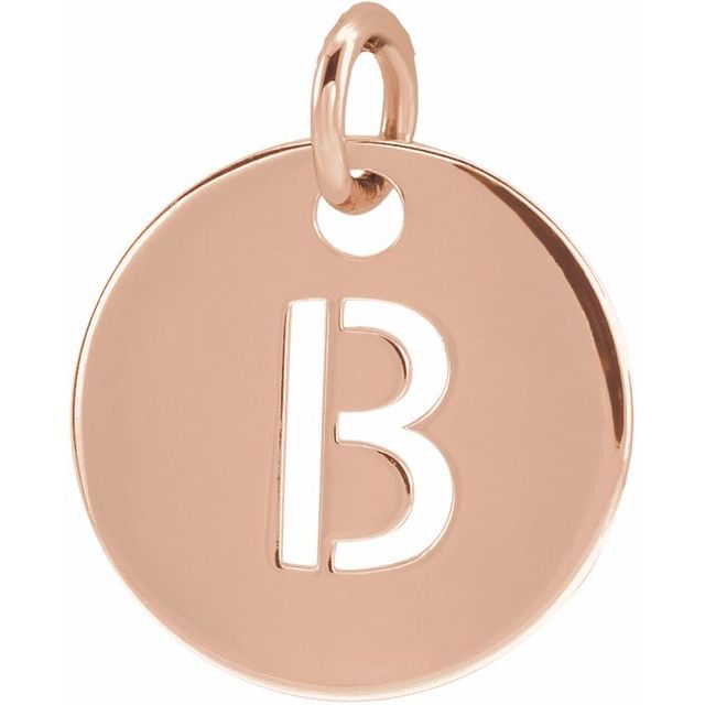18K Rose Gold-Plated Sterling Silver Initial B 10 mm Disc Pendant