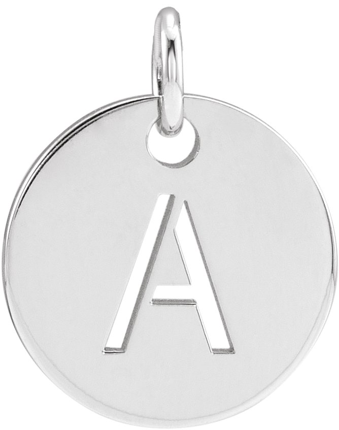 14K White Initial A 10 mm Disc Pendant Ref 16868400