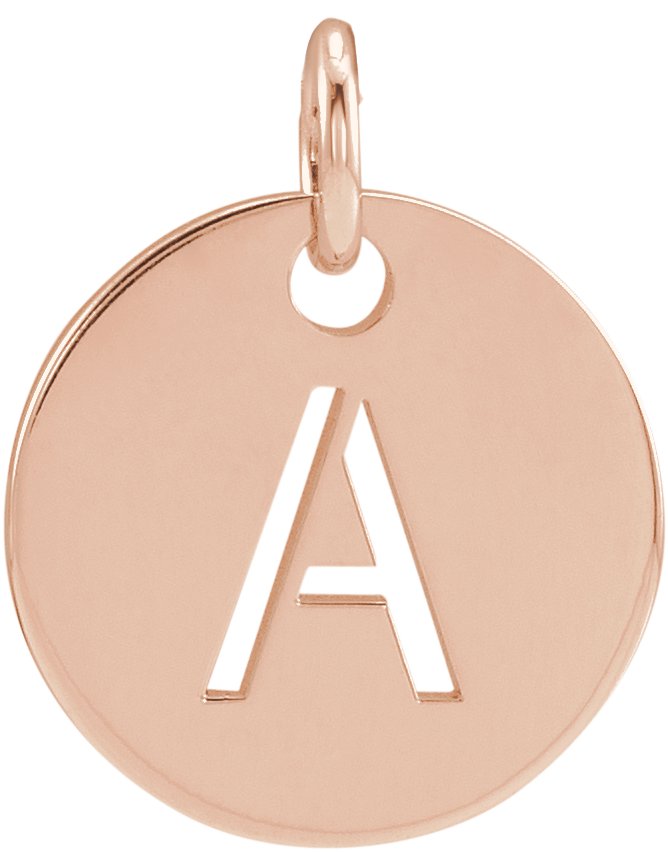 18K Rose Gold Plated Sterling Silver Initial A 10 mm Disc Pendant Ref 17697313