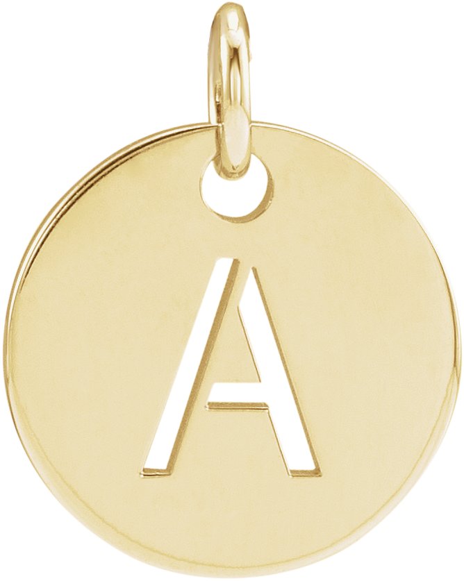 14K Yellow Initial A 10 mm Disc Pendant Ref 16868374