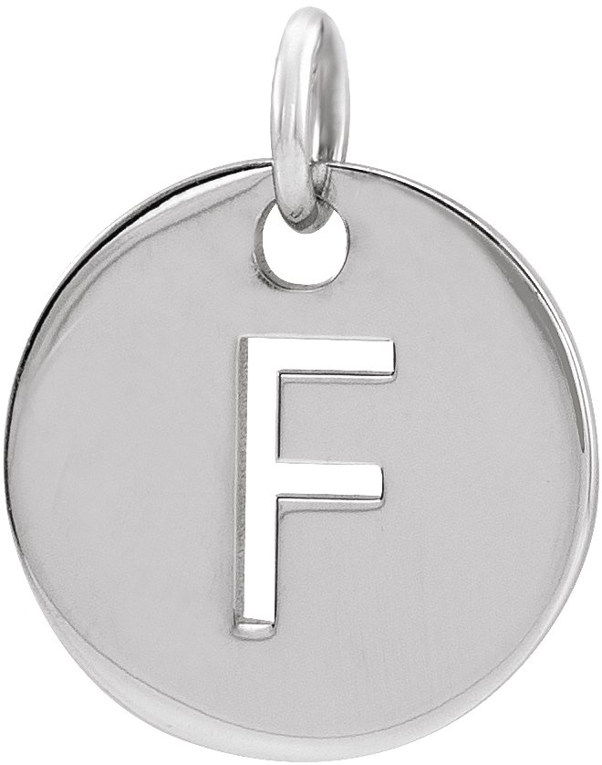 14K White Initial F 10 mm Disc Pendant Ref 16868405