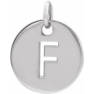 Sterling Silver Initial F 10 mm Disc Pendant