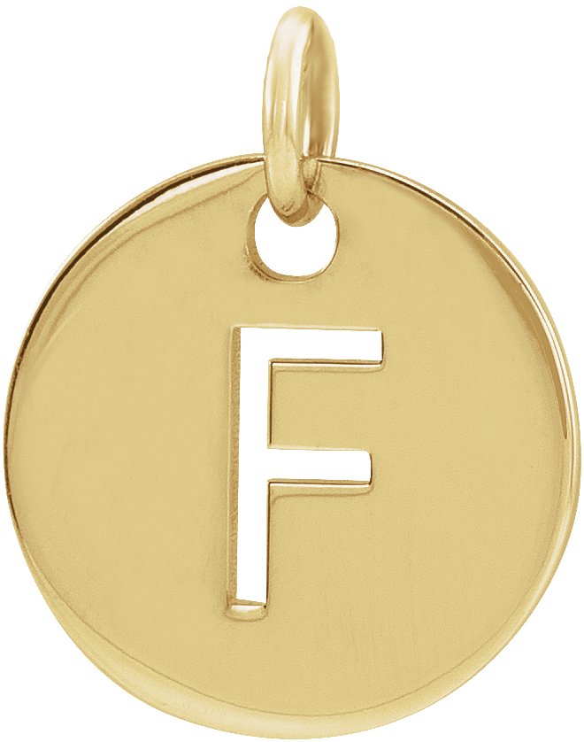 18K Yellow Gold-Plated Sterling Silver Initial F 10 mm Disc Pendant