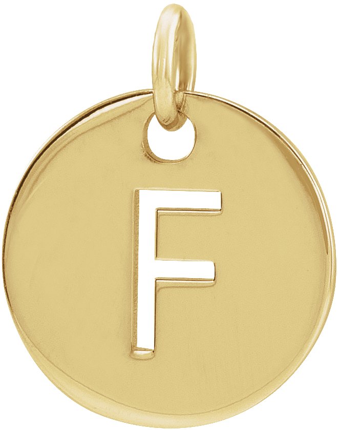 14K Yellow Initial F Pendant