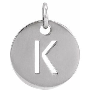Sterling Silver Initial K 10 mm Disc Pendant