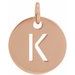 18K Rose Gold-Plated Sterling Silver Initial K 10 mm Disc Pendant