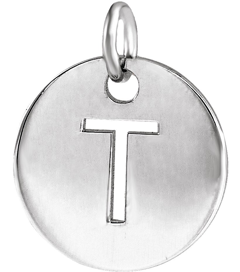 Sterling Silver Initial T 10 mm Disc Pendant Ref 16868471