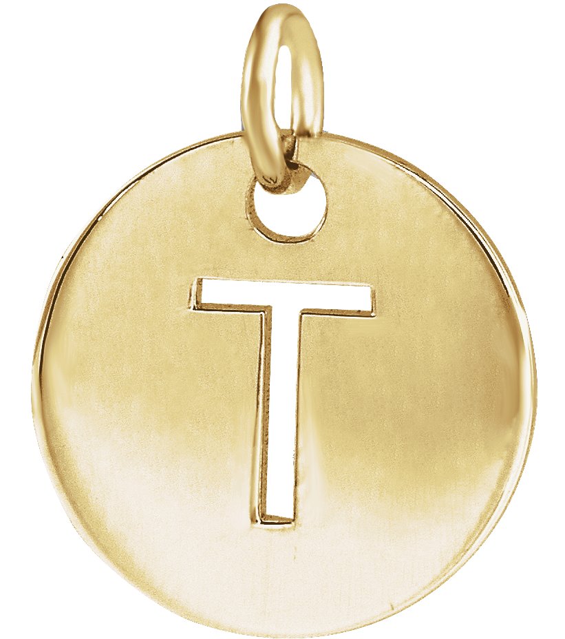 14K Yellow Initial T 10 mm Disc Pendant Ref 16868393